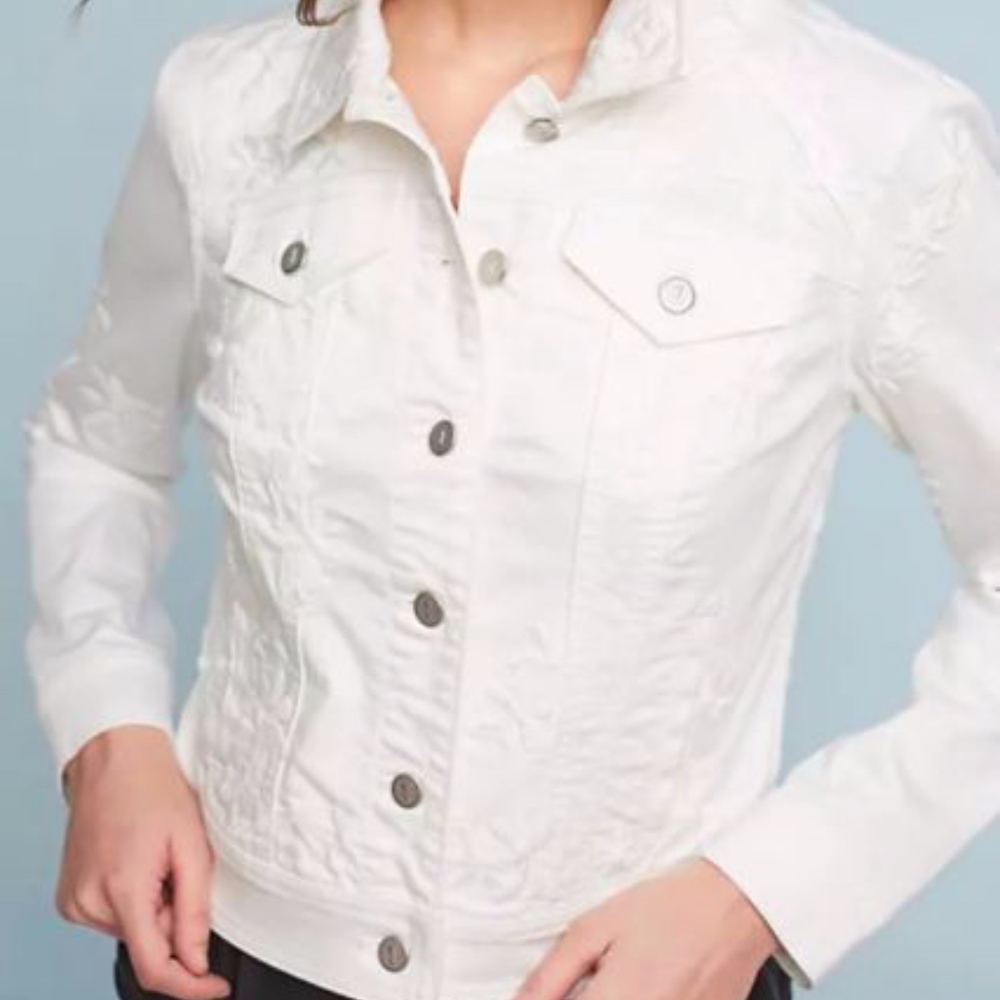 Pilcro white embroidered denim jacket